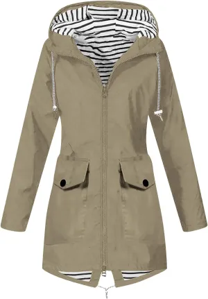 Rain Jacket for Women Lightweight Long Hooded Raincoat Waterproof Outdoor Hiking Travel Windbreaker Trench Coats