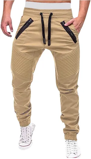 RTRDE Men's Casual Pants Joggers Pants Cargo Athletic Sweatpants Workout Pants with Zipper Pockets Sweatpants, M-4XL