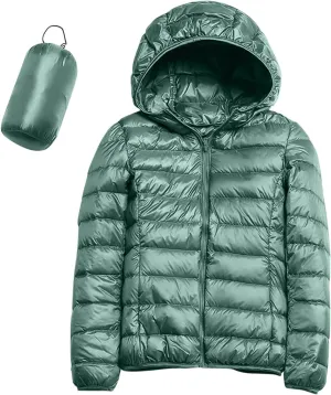 SHAOBGE Packable Puffer Jacket Women Women Warm Lightweight Jacket Hooded Windproof Winter Coat With Winter