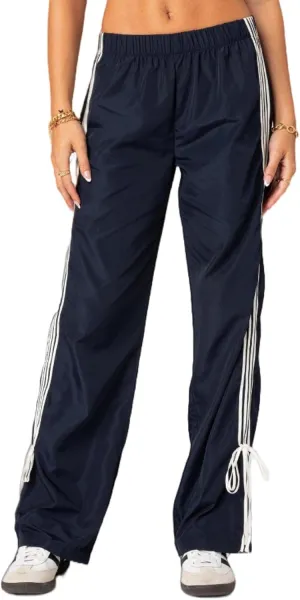 Striped Track Pants Women Wide Leg Baggy Joggers Sweatpants Cargo Pants Y2k Elastic Waist Lounge Parachute Pants