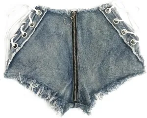 Summer Denim Shorts Women Sexy Lace-up Bandage High-Waisted Jeans Booty Shorts