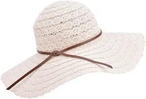 Summer Women's Foldable Wide Large Brim Straw Hat Lace Hollow Out Beach Cap Sun Hats