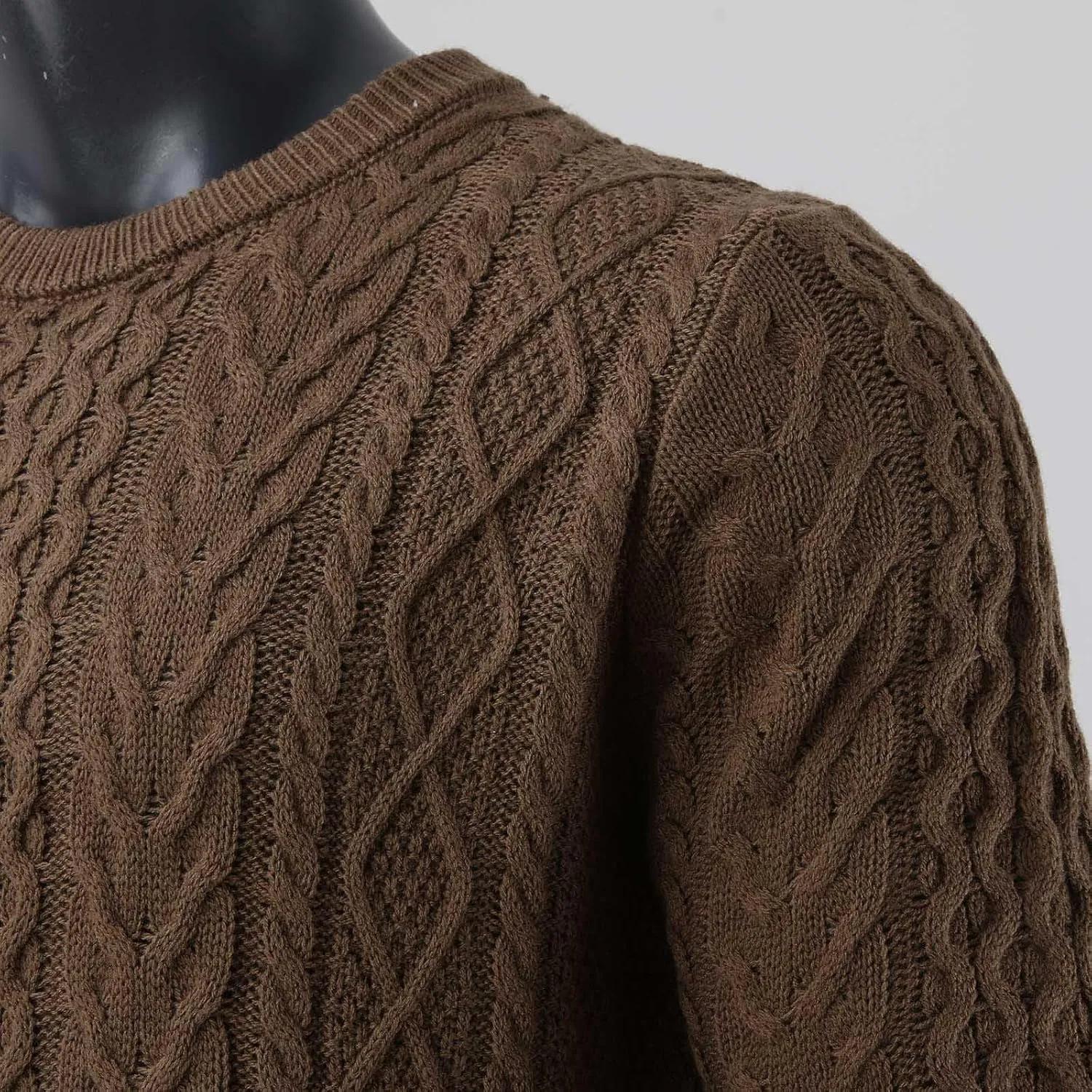 SUWBMHWE Mens Crewneck Pullover Sweater Chunky Cable Knit Sweater Classic Casual Sweaters Textured Sweater Tops
