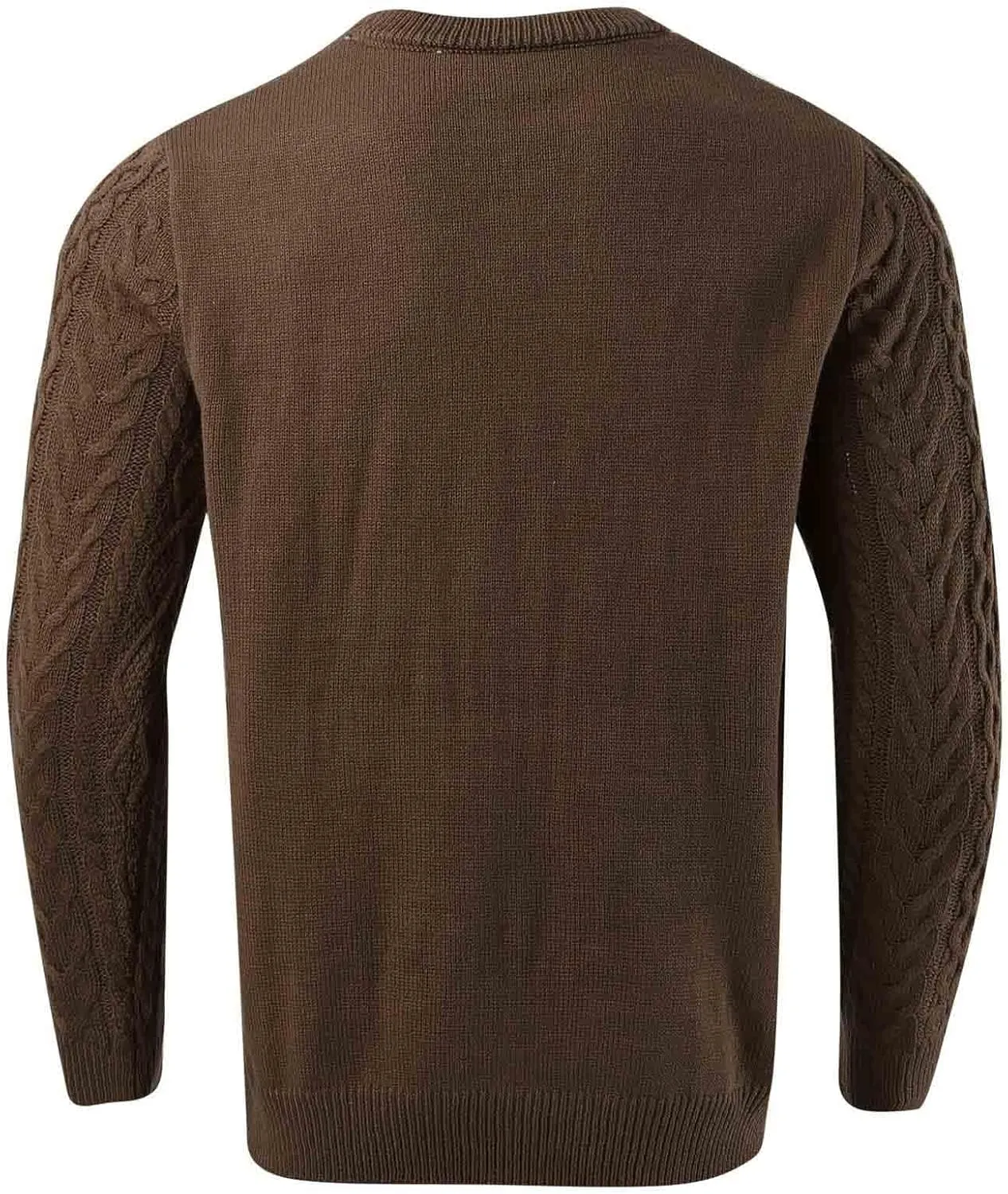 SUWBMHWE Mens Crewneck Pullover Sweater Chunky Cable Knit Sweater Classic Casual Sweaters Textured Sweater Tops