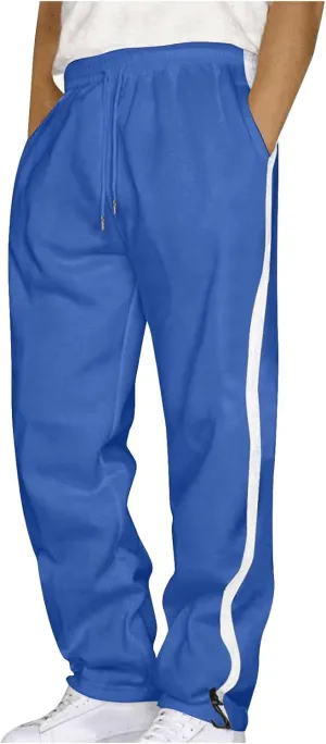 Sweatpants for Tall Men Causal Open Hem Stripes Tracksuit Pants Baggy Drawstring Wide Leg Joggers Trousers Streetwear