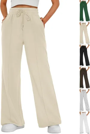 Track Pants for Women Baggy High Waisted Wide Leg Sweatpants Oversized Lightweight Lounge Pants with Pockets