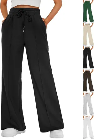 Track Pants for Women Baggy High Waisted Wide Leg Sweatpants Oversized Lightweight Lounge Pants with Pockets