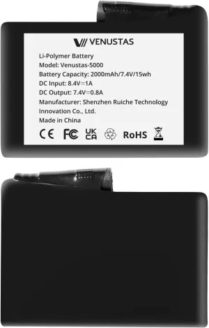 Venustas 7.4V 2000mAh Li-Polymer Rechargeable Batteries for Heated Gloves and Heated Socks