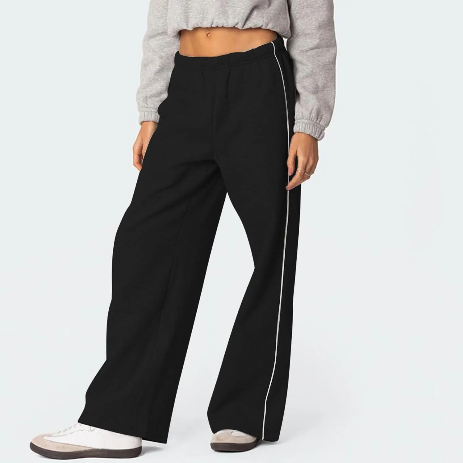 Wide Leg Sweat Pants for Womens Sweatpants with Pockets Comfy Baggy Fleece Joggers Low Rise Workout Lounge Pants