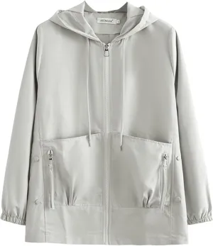 Windbreaker Jackets Women 2024 Winter Lightweight Hooded Trench Coat Sport Outdoor Hooded Raincoats Windproof Outerwear