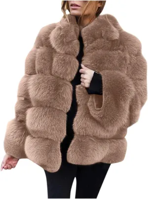 Winter Coats for Women 2024 Trendy Fleece Jacket Faux Fuzzy Warm Outwear Plus Size Soft Cozy Long Sleeve Padded Coat