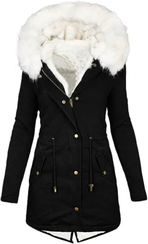 Winter Coats For Women With Hood Fleece Lined Thicken Puffer Jackets Sherpa Thermal Ski Down Jackets Outfits