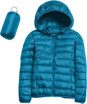 Women 2024 Winter Quilted Puffer Coat Long Sleeve Hooded Waterproof Outwear Lightweight Warm Fit Overcoat Outdoor Suits
