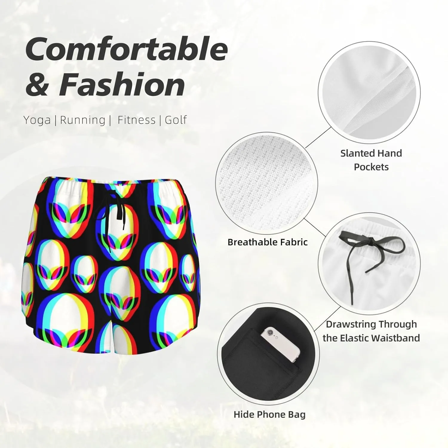 Women's 2 in 1 Running Shorts Yoga Shorts with Liner for Tummy Control Workout Running