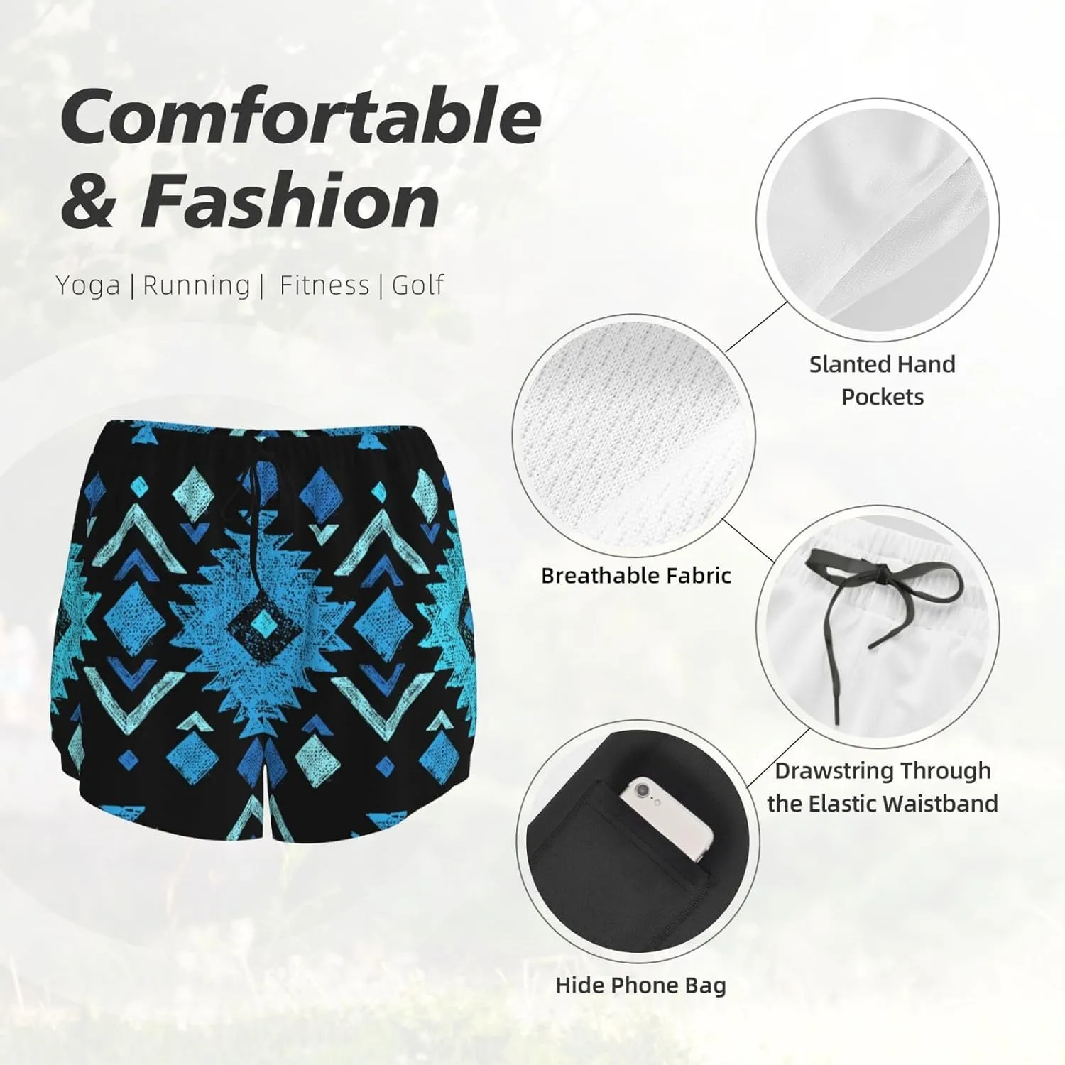 Women's 2 in 1 Running Shorts Yoga Shorts with Liner for Tummy Control Workout Running
