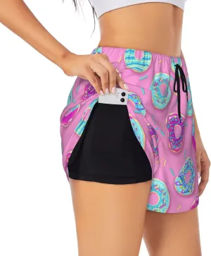 Women's 2 in 1 Running Shorts Yoga Shorts with Liner for Tummy Control Workout Running