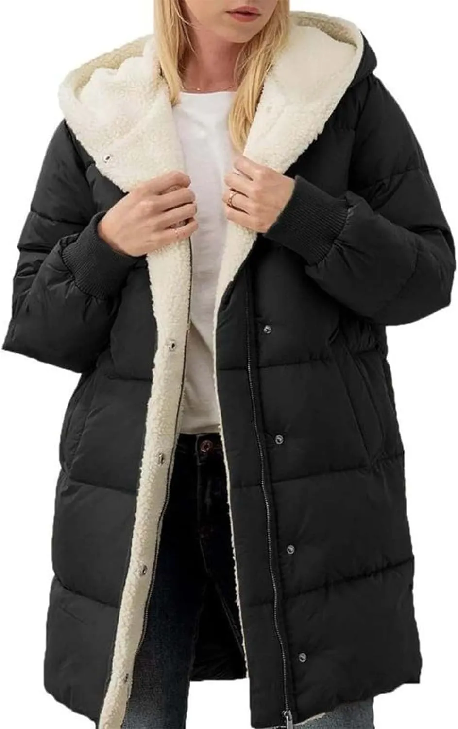 Womens 2024 Winter Fashion Clothes Puffer Jacket Lightweight Winter Coat Quilted Puffer Parka Coat Womens Winter