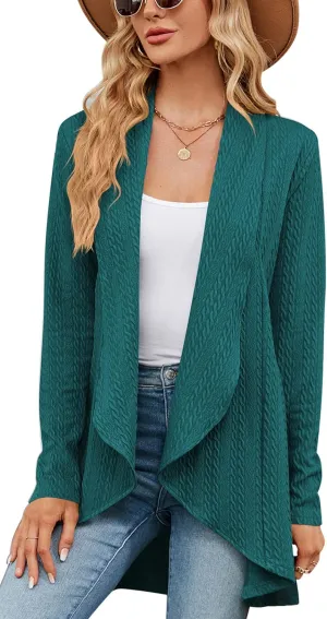 Women's Casual Lightweight Open Front Cardigans Soft Long Sleeve Cardigan Knit Outwear(S-2XL)