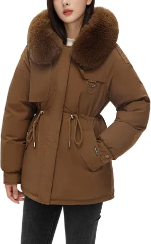 Women's Coats Winter Mid-Lenght Down Puffer Coats Longline Trench Coat Warm Outwear Zip Up Overcoats Plus Size