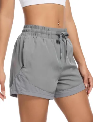 Women's High Wasit Athletic Shorts 2 in 1 Running Shorts for Workout Gym with Zipper Pockets