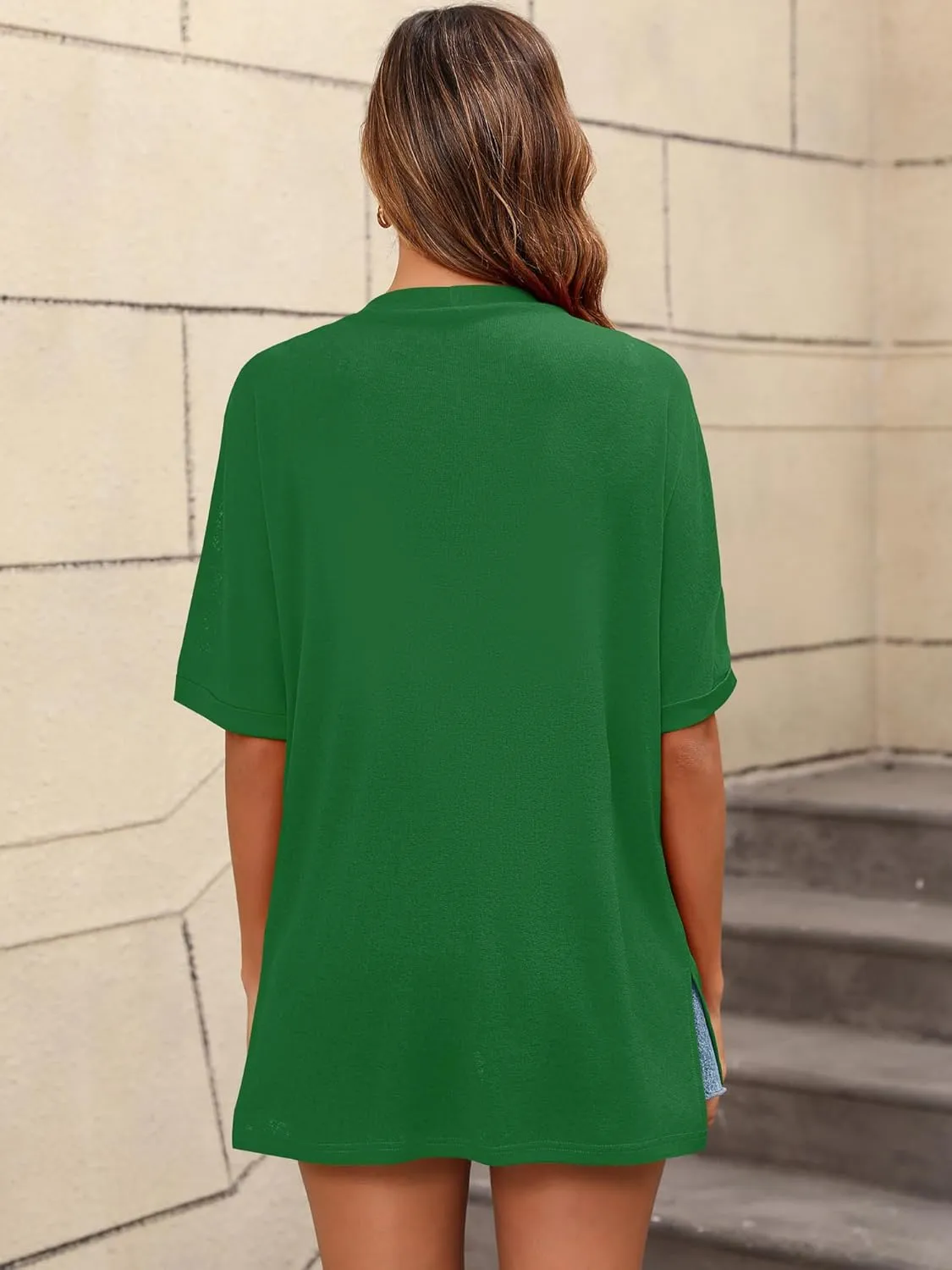 Women's Lightweight Open Front Cardigans Short Sleeve Casual Soft Sheer Cardigan S-2XL with Pockets