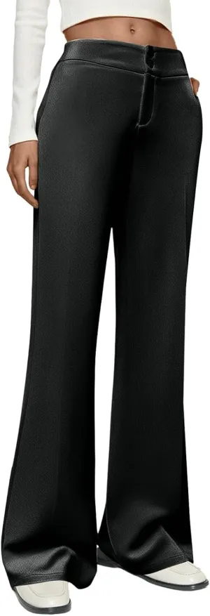 Womens Pants Casual Wide Leg Trousers High Waist Fit Formal Slacks Straight Fashion Pants with Pockets