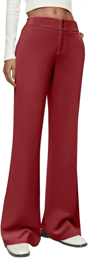 Womens Pants Casual Wide Leg Trousers High Waist Fit Formal Slacks Straight Fashion Pants with Pockets