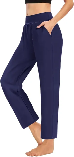 Womens Pants Formal Straight Slacks Wide Leg Baggy Fashion Trousers High Waist Casual Pants with Pockets