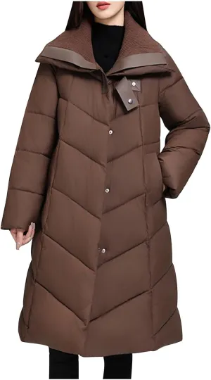 Women's Thickened Down Jackets Warm Quilted Jackets Winter Stand Collar Puffer Coats Padded Button Down Parka Jacket