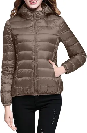 Women's Winter Casual Quilted Jackets Hooded Color Block Outerwear Jackets Fall Fashion Open Front Coats