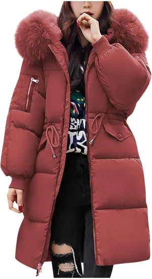 Women's Winter Casual Quilted Jackets Hooded Color Block Outerwear Jackets Fall Fashion Open Front Coats