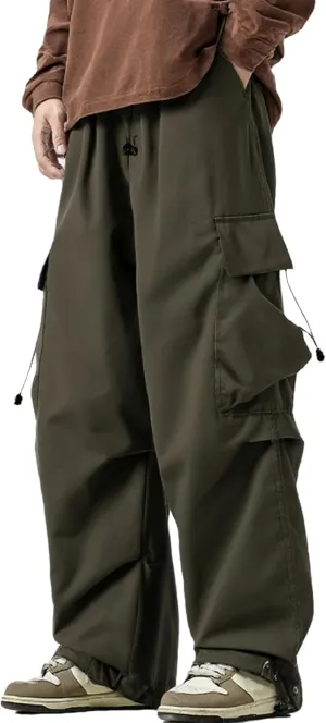 XYXIONGMAO Men's Black Casual Sweatpants Streetwear Loose Cargo Pants Multi-Pocket Techwear Joggers Hip Hop Pleated Overalls