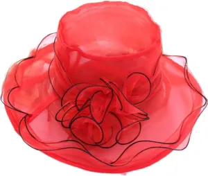 YSJOY Women's Silk Flower Organza Sun Hat Church Wedding Hat
