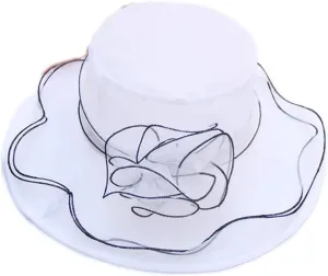 YSJOY Women's Silk Flower Organza Sun Hat Church Wedding Hat